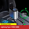 AdaptivCharge - Geri Çekilebilir Araç Şarj Kablosu ve Çakmak Adaptörü (Lightning-Type-C)